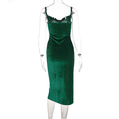 Maxikleid Damen Elastisch Polyester Spandex Enges Passform 6