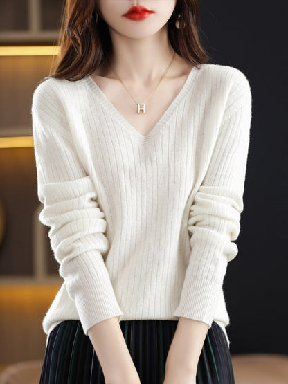 Gemusterter V-Ausschnitt-Pullover für Damen aus 100 % Acryl – weich und bequem, normale Passform, perfekt für Alltag und festliche Anlässe 3