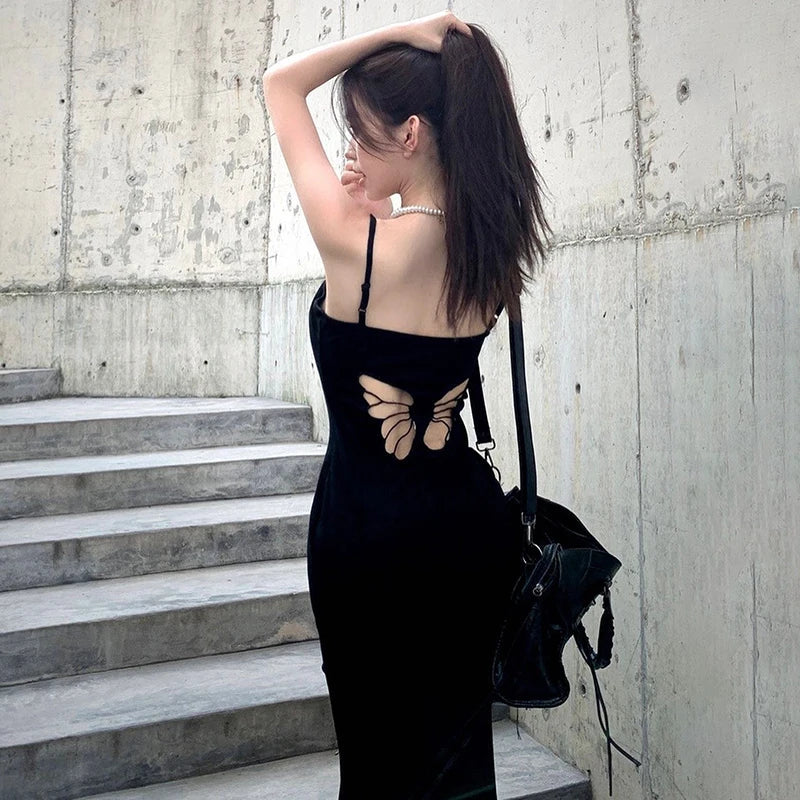 Damen-Maxikleid, mit Schmetterlingsausschnitt Polyester-5