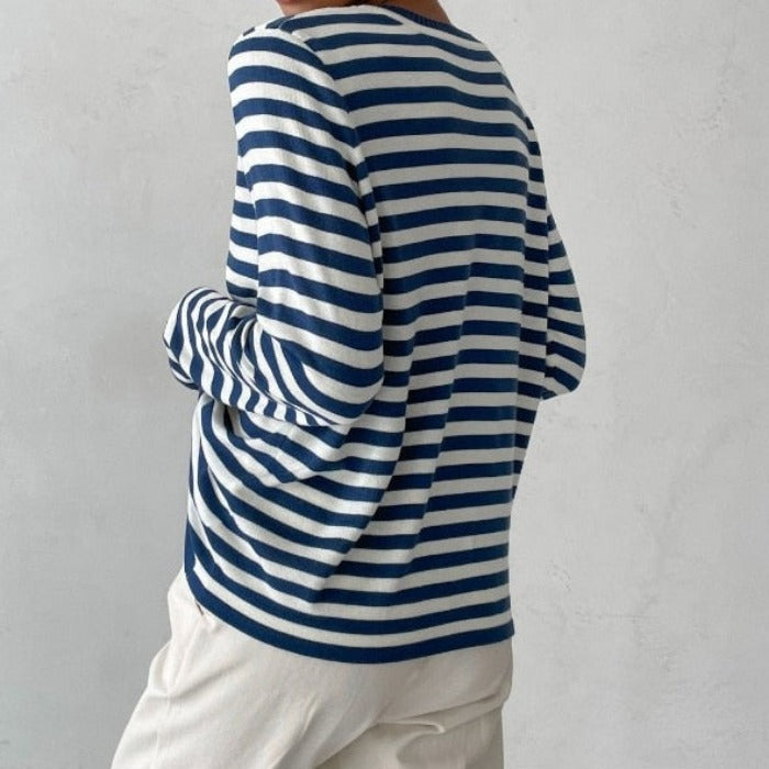 Damen Hemd Langarm Gestreift Weiches Material-2