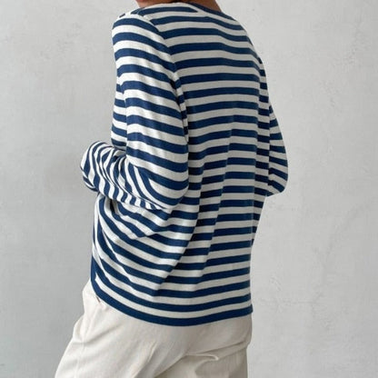 Damen Hemd Langarm Gestreift Weiches Material-2