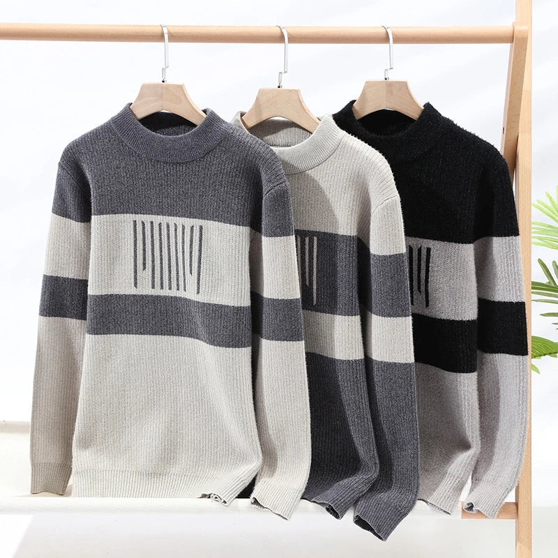 Gestreifter Damen-Strickpullover mit Rundhalsausschnitt aus 100 % Acryl -2