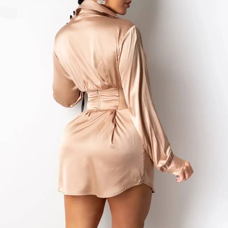 Damenkleid Mini V-Ausschnitt Figurbetont Polyester und Baumwolle-4
