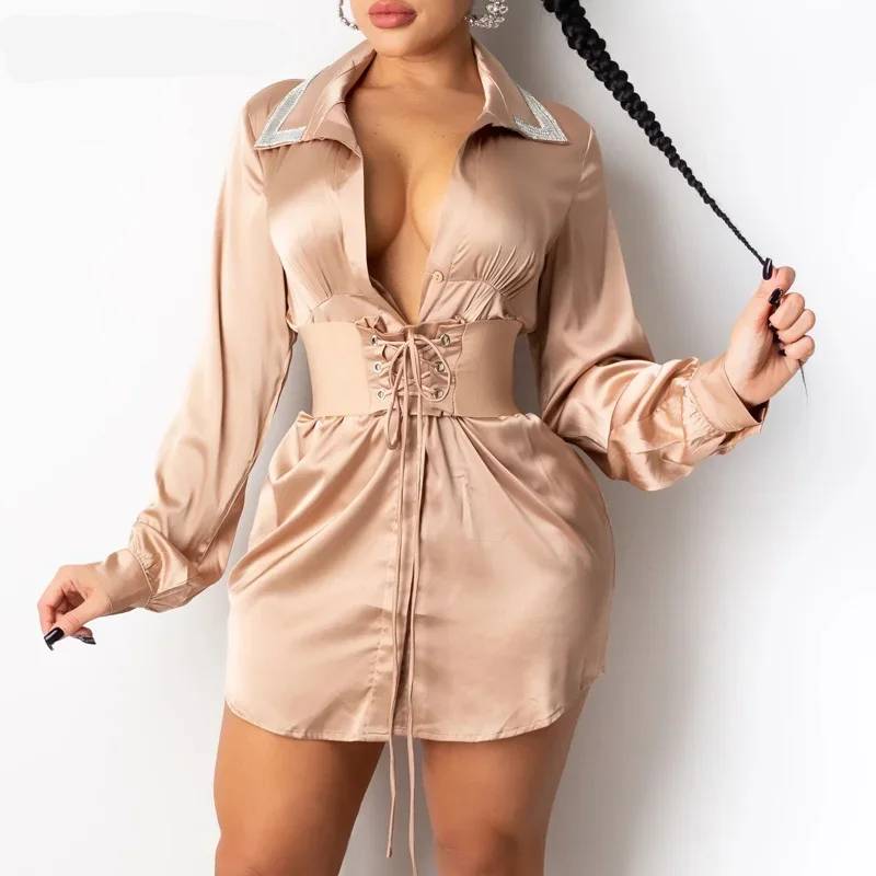 Damenkleid Mini V-Ausschnitt Figurbetont Polyester und Baumwolle-3