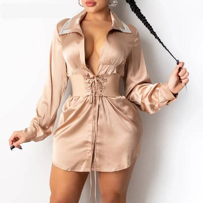Damenkleid Mini V-Ausschnitt Figurbetont Polyester und Baumwolle-3