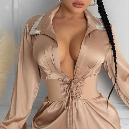 Damenkleid Mini V-Ausschnitt Figurbetont Polyester und Baumwolle-2