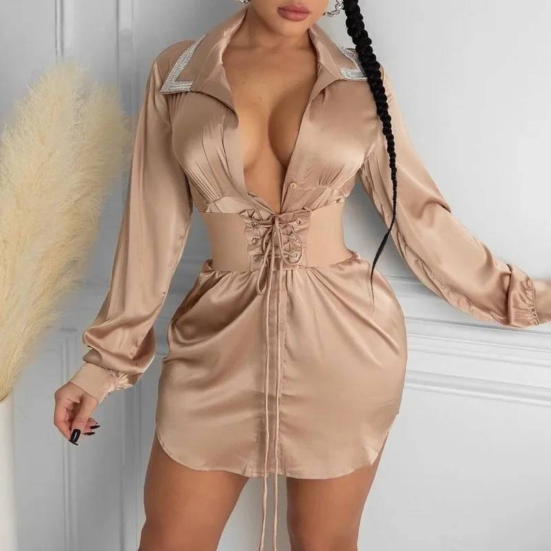 Variant image for Damenkleid Mini V-Ausschnitt Figurbetont Polyester und Baumwolle-1
