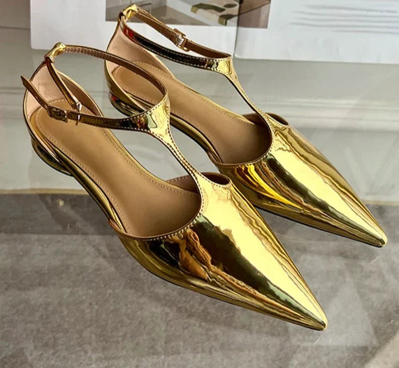 Damen-T-Riemen-Pumps, Schnallenverschluss, Gummi 3