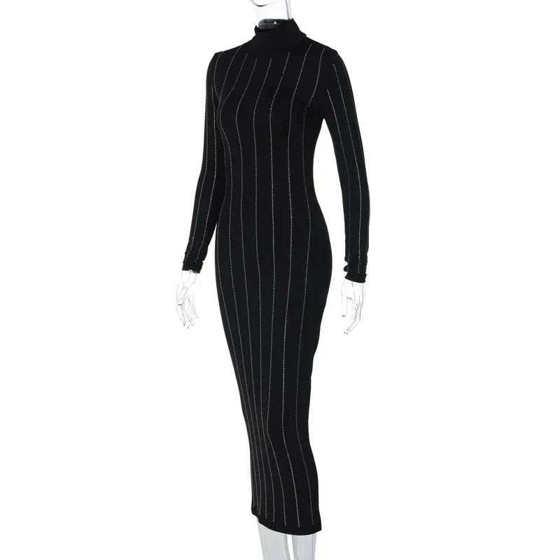 Damen-Midikleid, gerippt, Turtleneck, Polyester, Elasthan-6