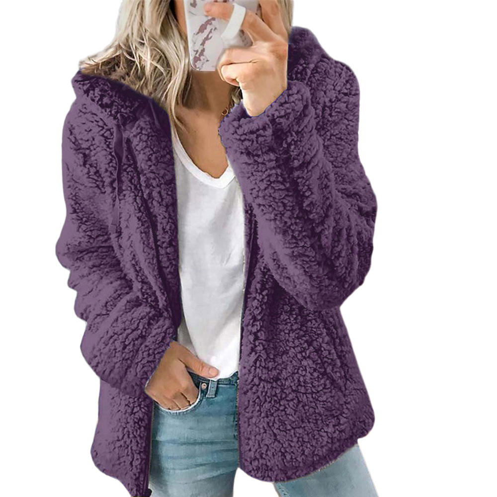 Damen-Mantel, Teddy, Fleece, mit Taschen, und Reißverschluss 8