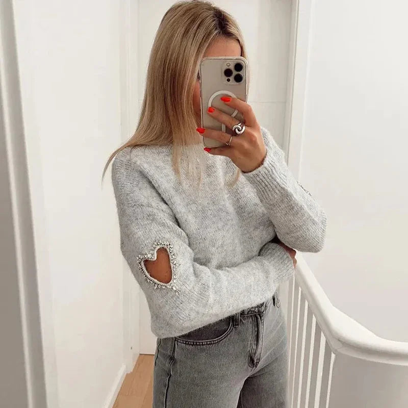 Variant image for Damenpullover Herz Modernes Design Weiche Baumwolle-4