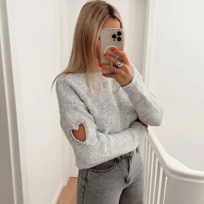 Damenpullover Herz Modernes Design Weiche Baumwolle-2