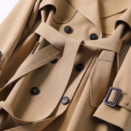 Damen-Trenchcoat, kurzes klassisches Design, leichtes Material-2