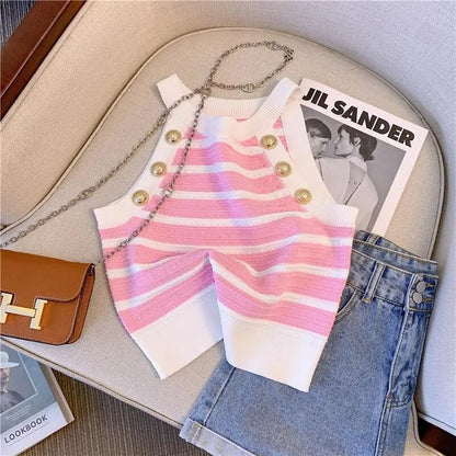 Variant image for Damen-Crop-Top, Slim Fit, Acryl, mit gestreiften Details-3