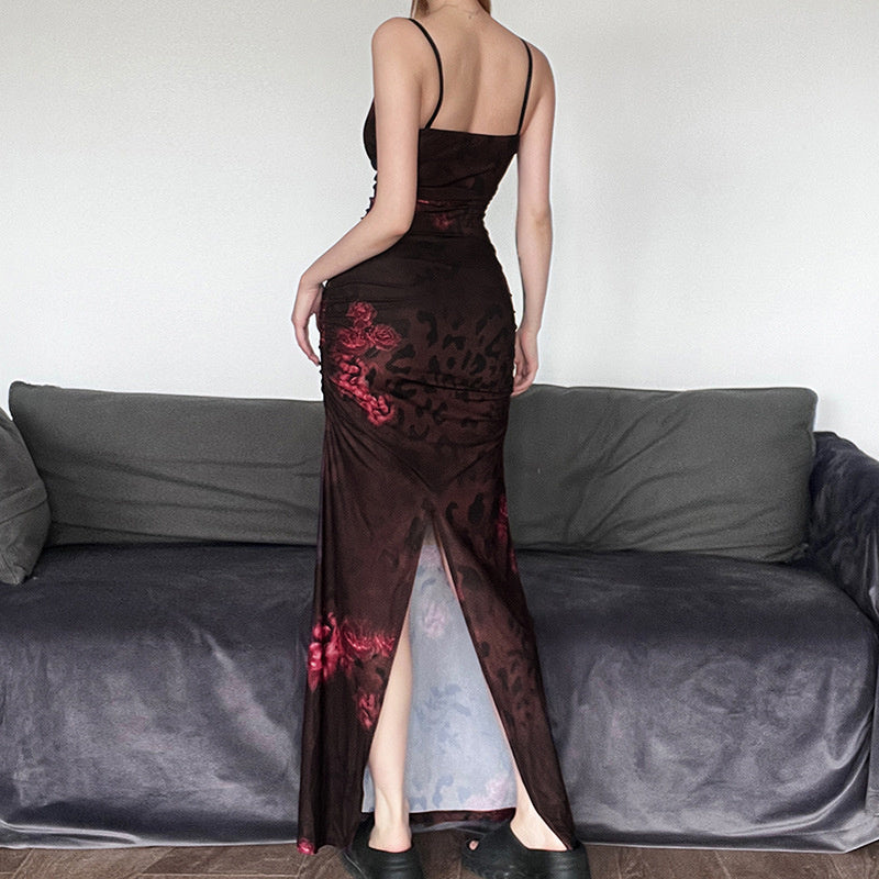 Damen-Maxikleid mit Blumendruck und elegantem Mesh – Lange Kleider für Sommer und besondere Anlässe 4