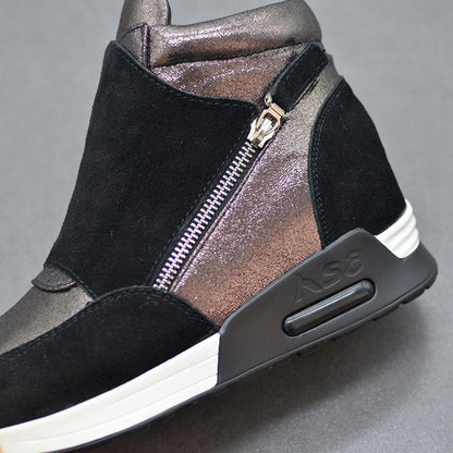Damen-Keil-Sneakers, modernes Design, Rindleder, Velours-3