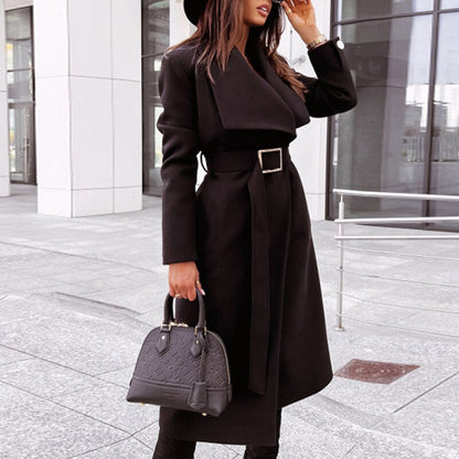 Damen-Wollmantel, elegantes Design, mit Gürtel, Polyester-6