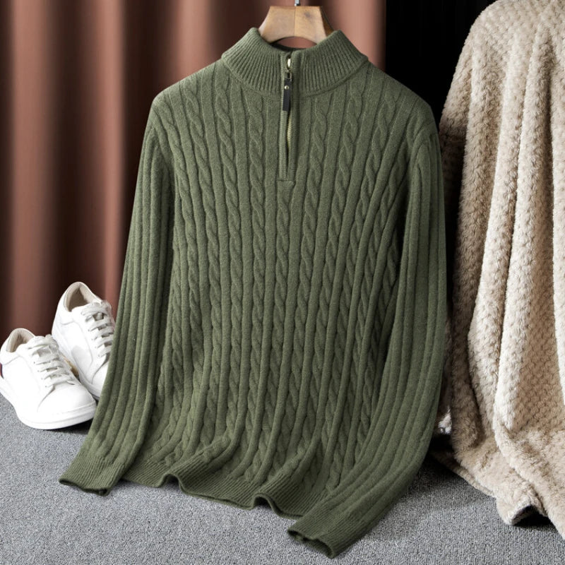 Herren-Rollkragenpullover, Pullover, Thermo, Zip, Polyester 3