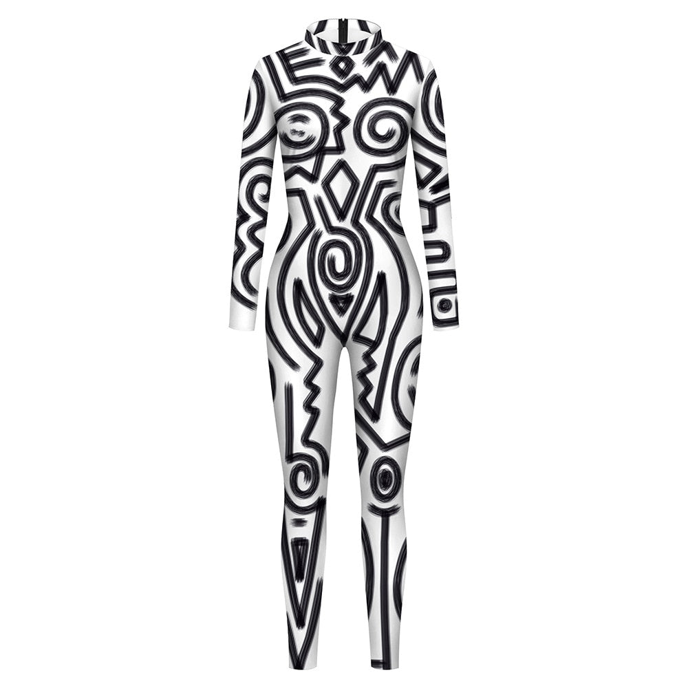 Variant image for Damen-Jumpsuit Geometrisches Muster Hochwertiges Polyester-4