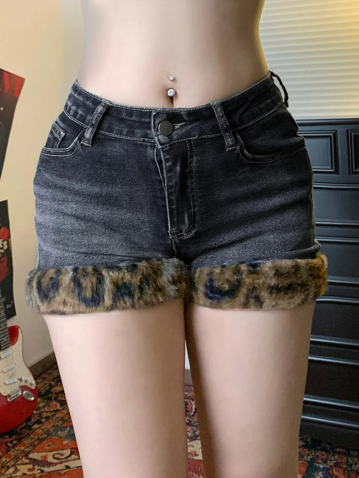 Damen-Shorts, elegant, Polyester und Baumwolle-3