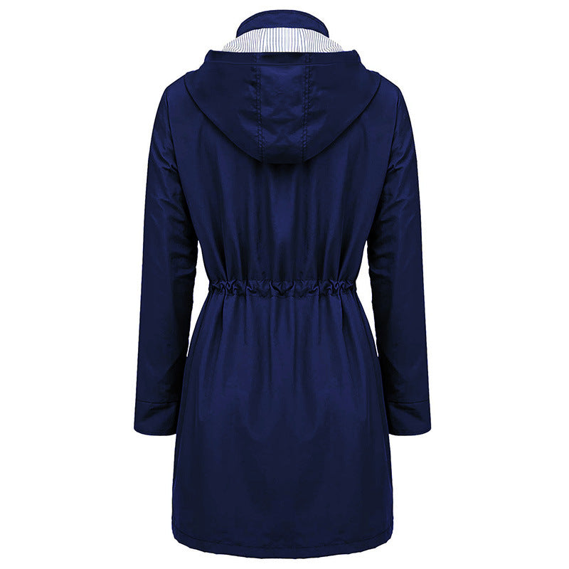 Damen-Mantel Lang Wasserfest mit Kapuze Polyester und Baumwolle 6