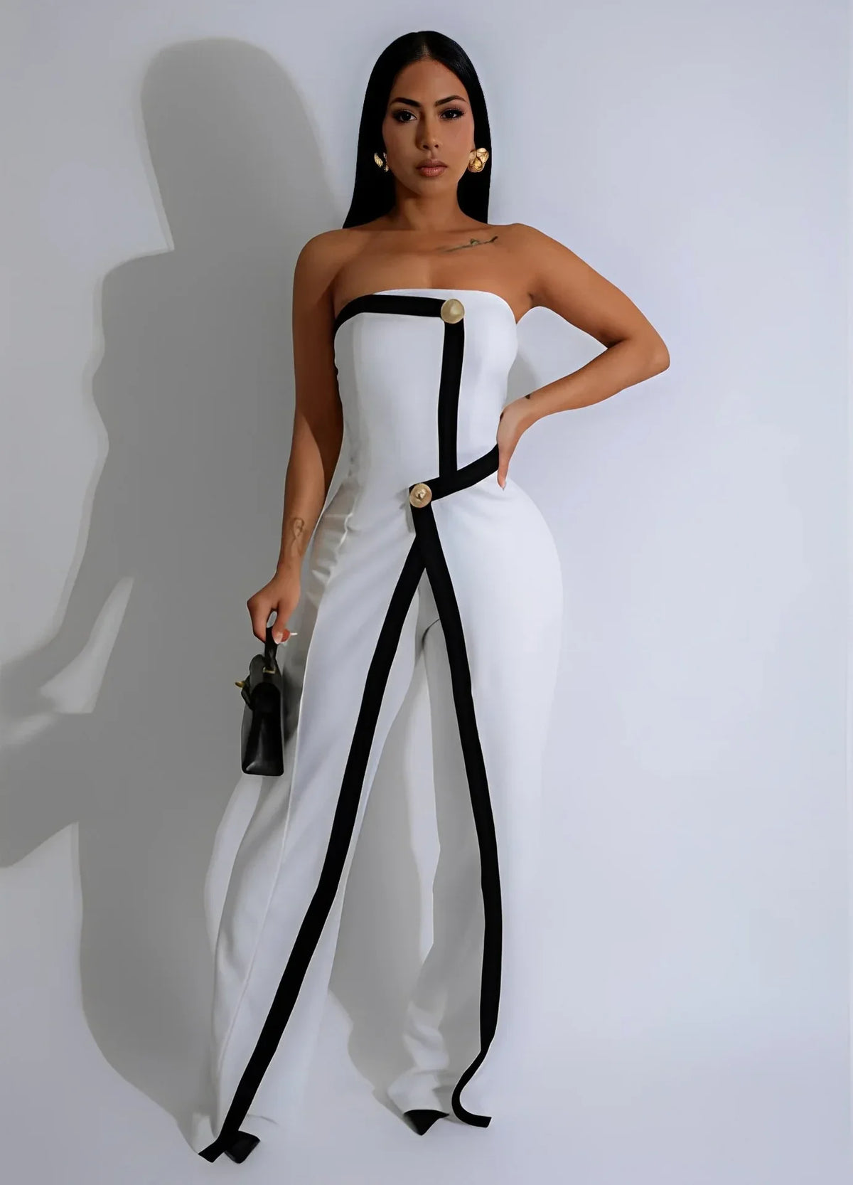 Damen-Jumpsuit Elegant Weiches Polyester Elasthan-4