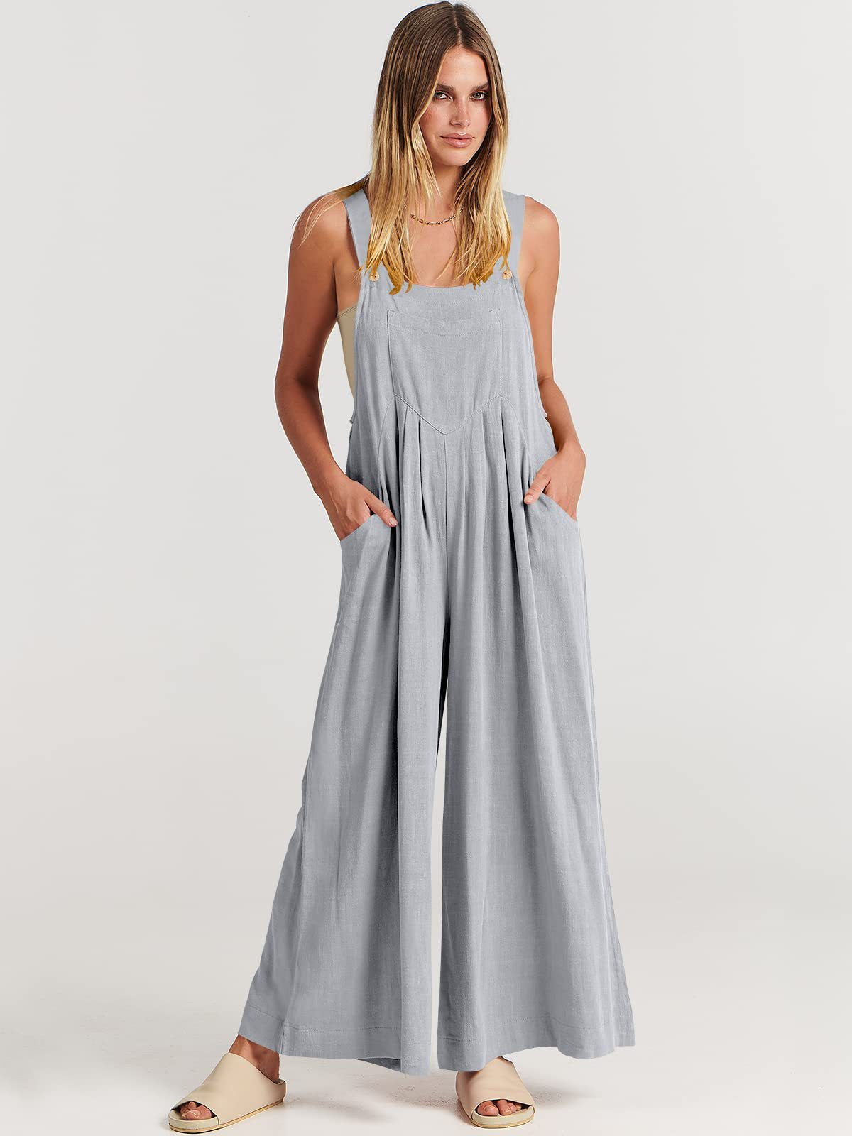 Variant image for Damen-Jumpsuit Ärmellos Weites Bein Polyester-61