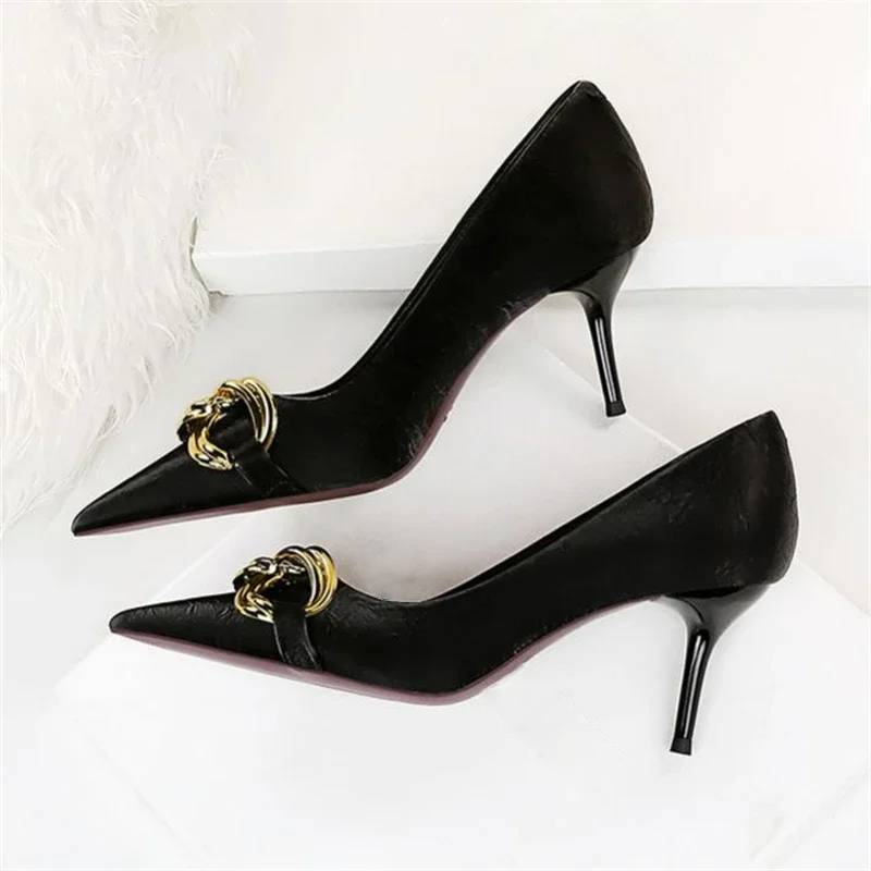 Elegante schwarze Stilettos für Damen mit Gummisohle – 10 cm hoher Absatz, PU-Material, erhältlich in den Größen 36-41 3
