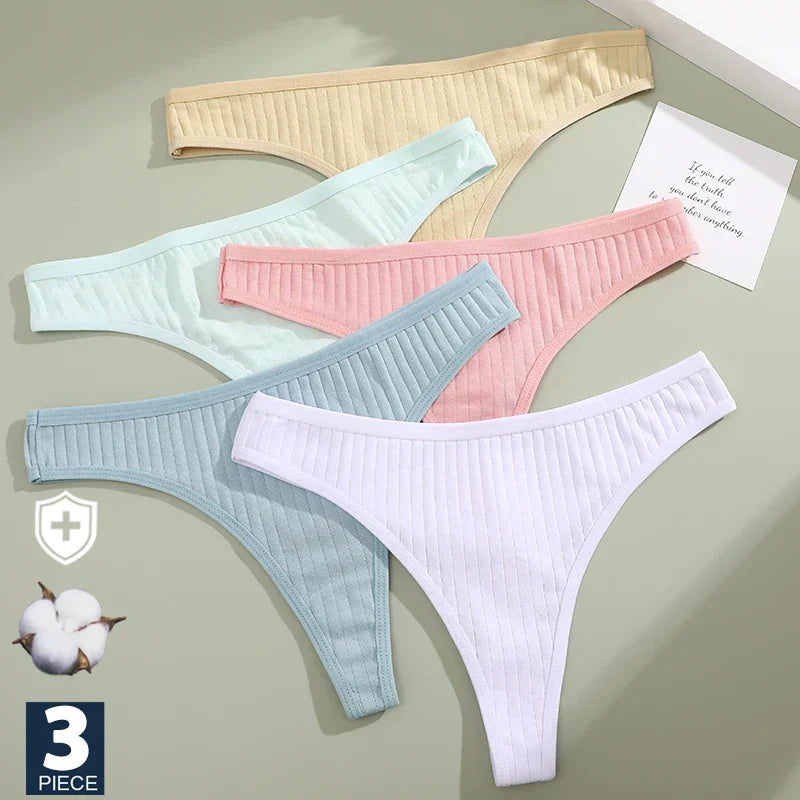 Damen-Tanga, Set, monochrome Baumwolle, Spandex-6