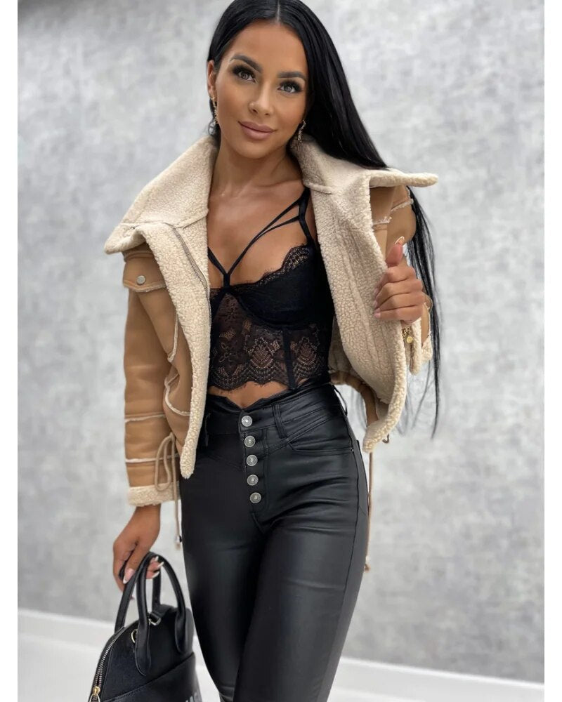 Damen-Lederjacke, mit Pelzfutter, elegant, hochwertiges Leder-3