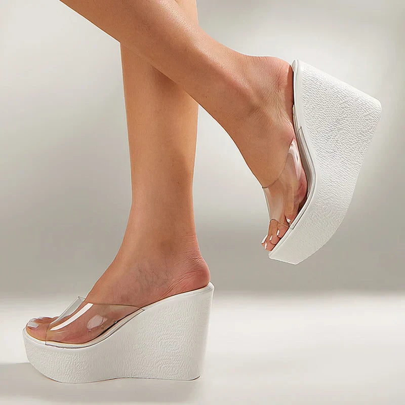 Variant image for Damen-Sandalen, Keilsandalen, elegantes PVC, mit hohem Absatz 11 cm-15