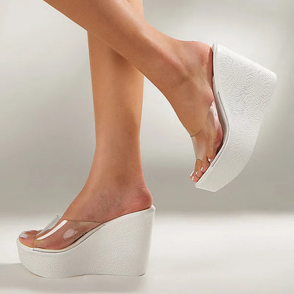 Variant image for Damen-Sandalen, Keilsandalen, elegantes PVC, mit hohem Absatz 11 cm-15