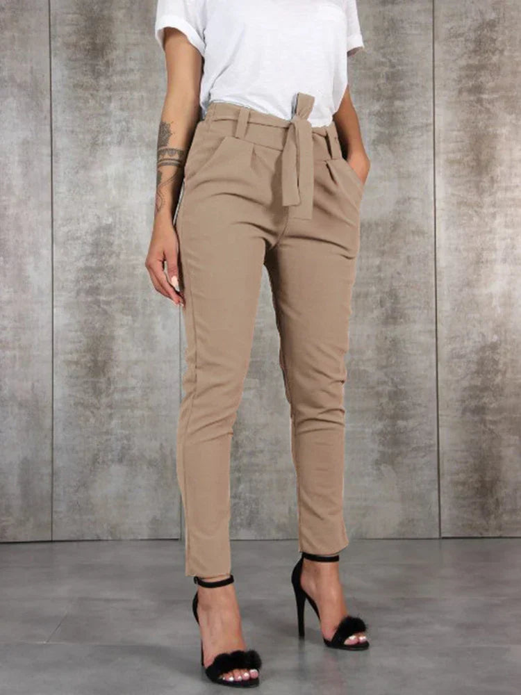 Variant image for Damen-Hose, hohe Taille, mit Gürtel, elegantes Polyester, Viskose, Elasthan-11