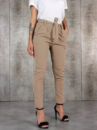 Variant image for Damen-Hose, hohe Taille, mit Gürtel, elegantes Polyester, Viskose, Elasthan-11