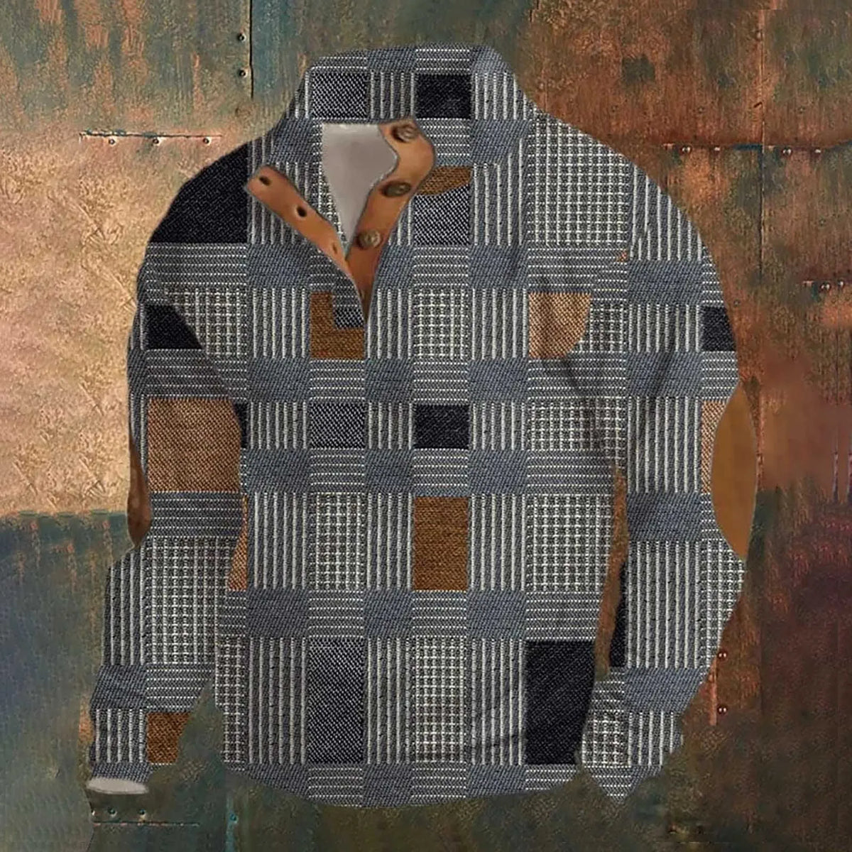 Herren-Pullover, Knopfkragen, Jacquard, Muster, hochwertiger Baumwolle, Polyester-1