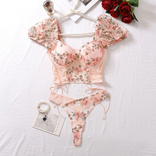 Damen-Lingerie-Set, Blumenmustes Polyester, Acetat, Viskose-1