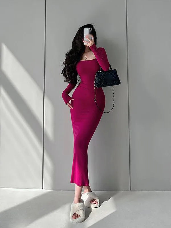 Variant image for Damen-Maxikleid, Pullover-Design, Polyester und Baumwolle, Vollänge-40