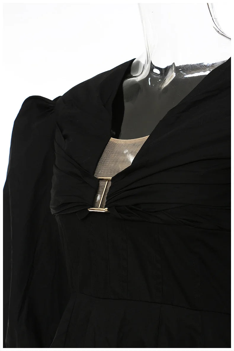 Damen-Minikleid, Puffärmel, Baumwolle, elegant-2