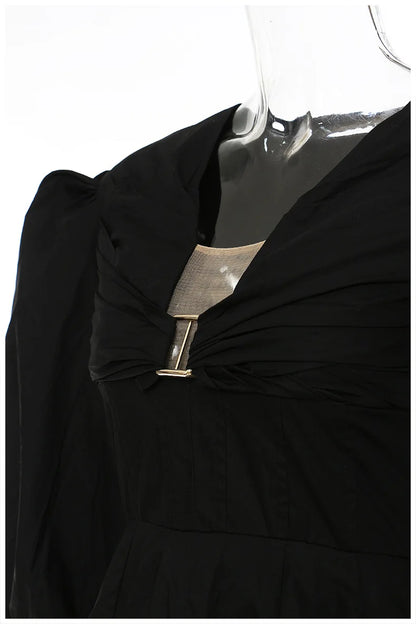 Damen-Minikleid, Puffärmel, Baumwolle, elegant-2