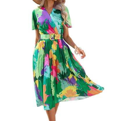 Damen-Plisseekleid, Blumenmuster, Polyester 4