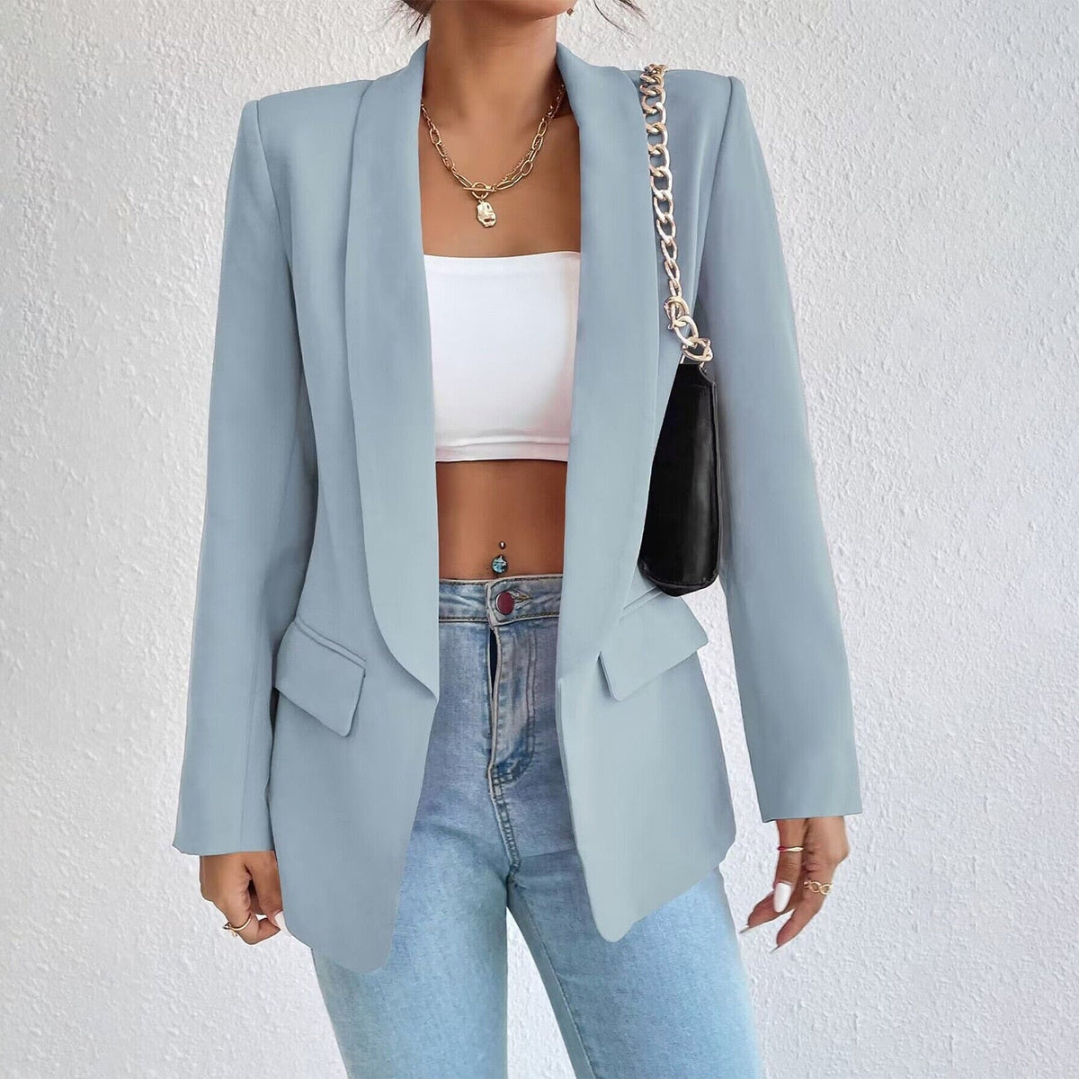 Frühlingsjacke Damen Kaschmirmix Elegant Zeitloses Design-3