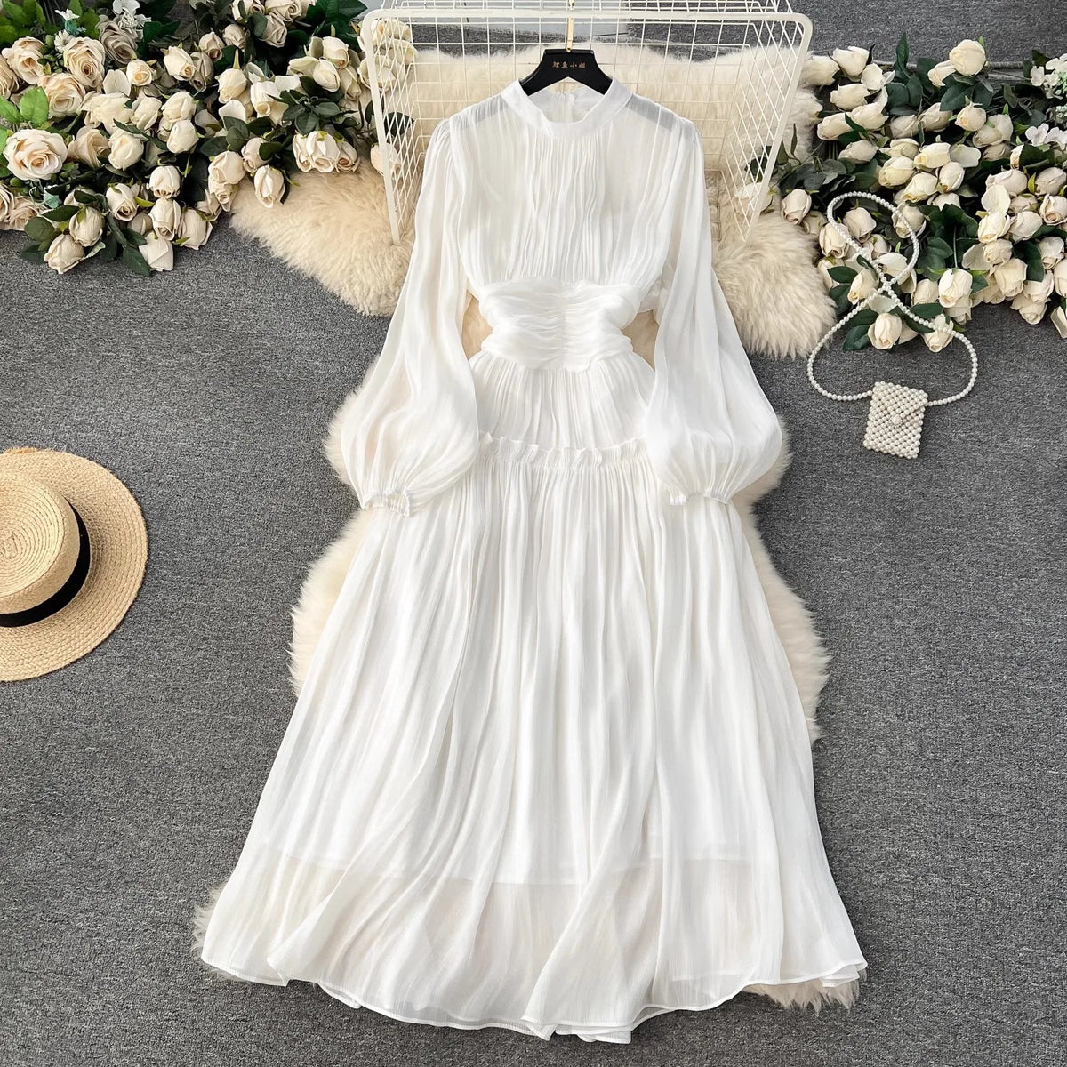 Maxikleid für Damen in A-Linie aus Polyester mit Reißverschluss für Party und Hochzeit – Elegantes langes Kleid für Frauen 4