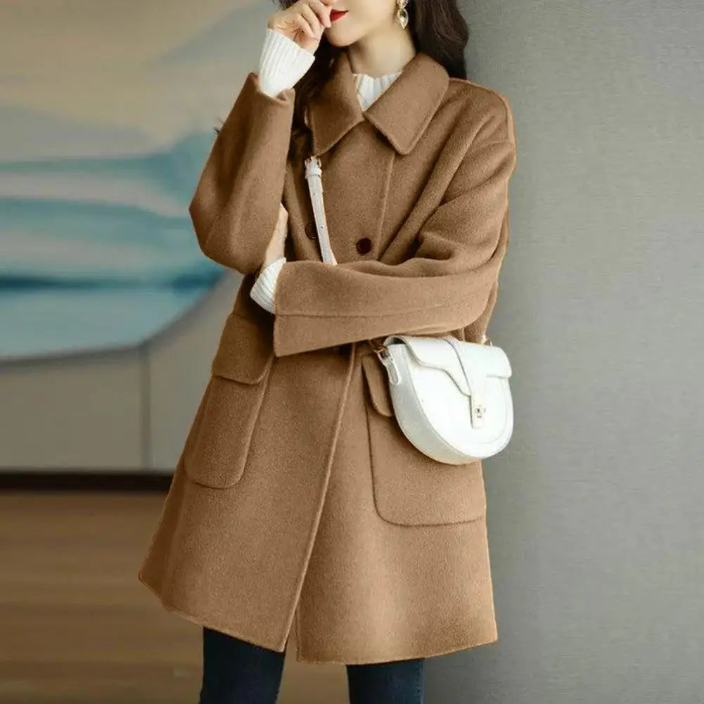 Variant image for Damen-zweireihiger-Mantel, Polyester, Herbst, Winter-1
