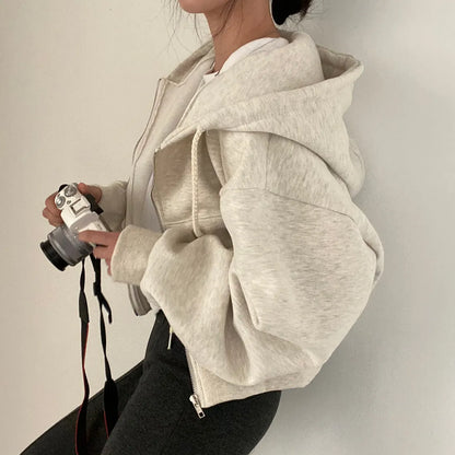 Variant image for Langer Hoodie Damen Oversize mit Reißverschluss aus weichem Stoff-13