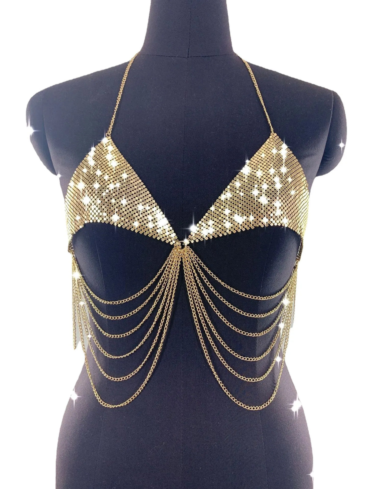 Damen-Körperschmuck, rundes Design, Metall mit Kettenverzierung-5
