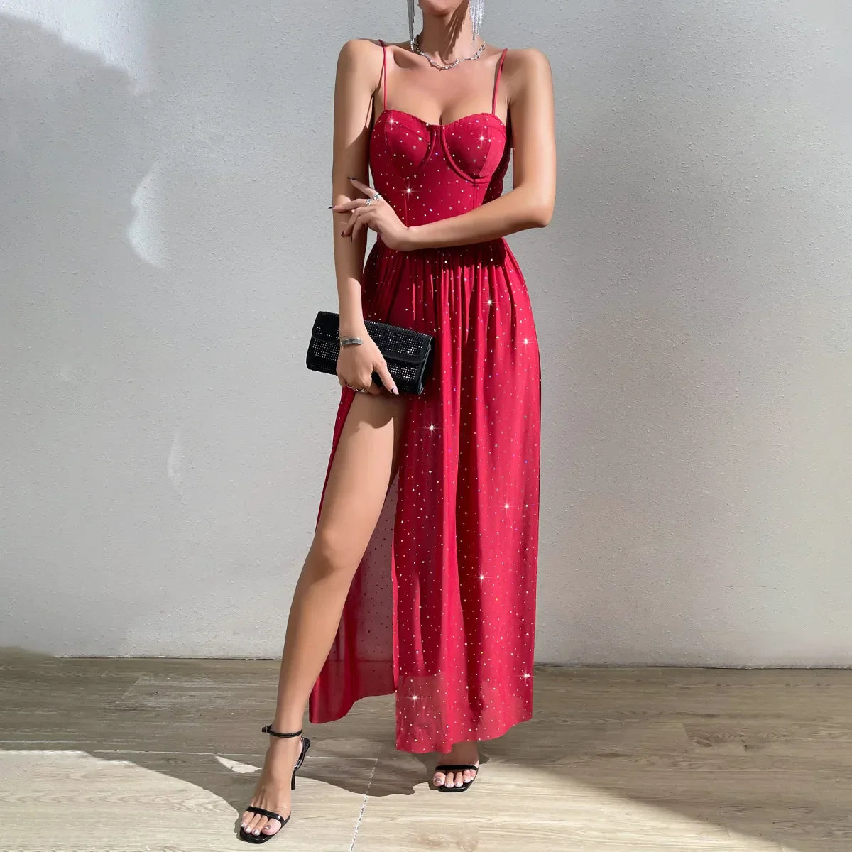 Variant image for Maxikleid Damen mit Pailletten Polyester Langes Kleid-4