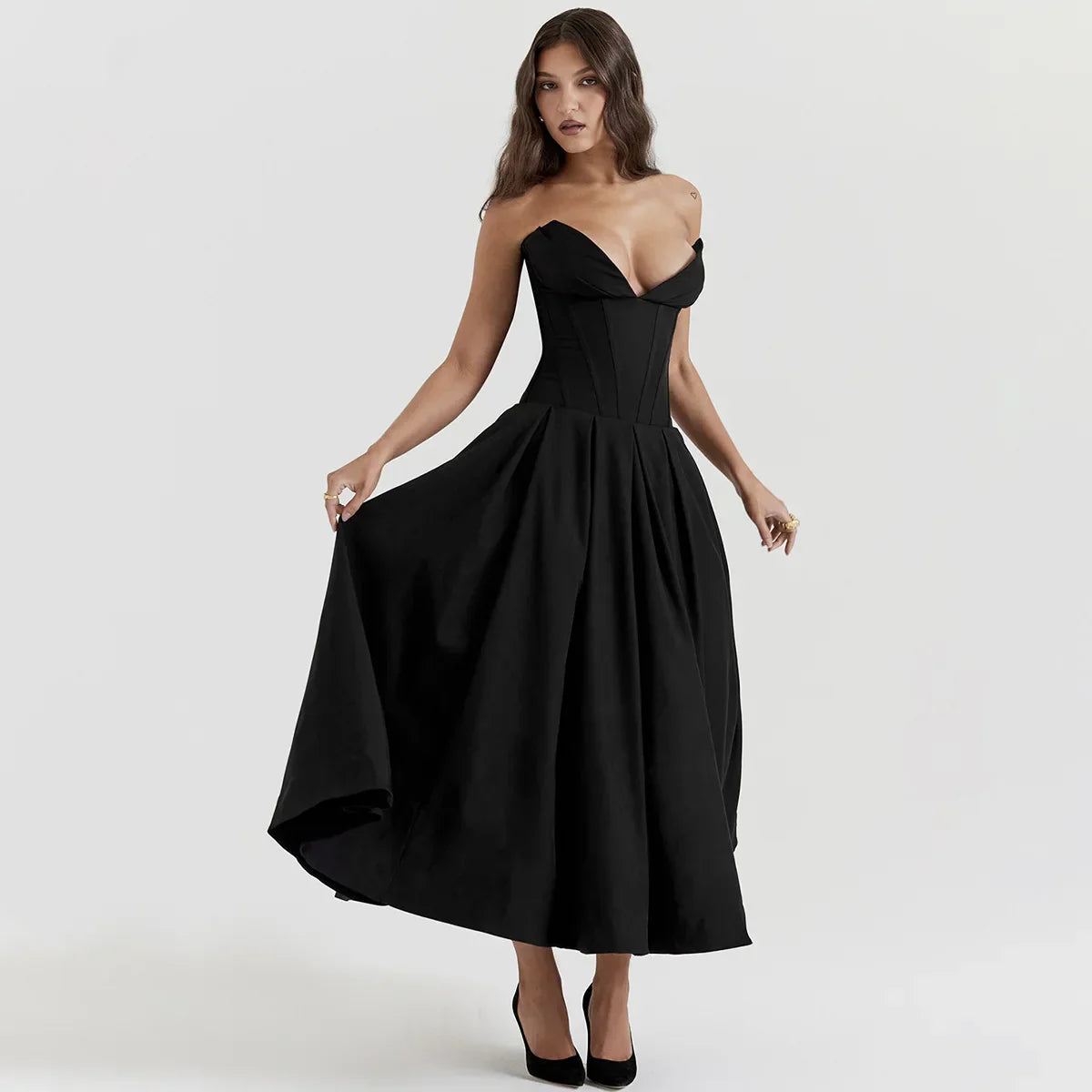 Damen-Midikleid, Empire-Schnitt, weich, Polyester-3