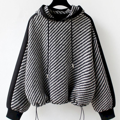 Variant image for Damen-Hoodie Gestreift Weiche Baumwolle-1