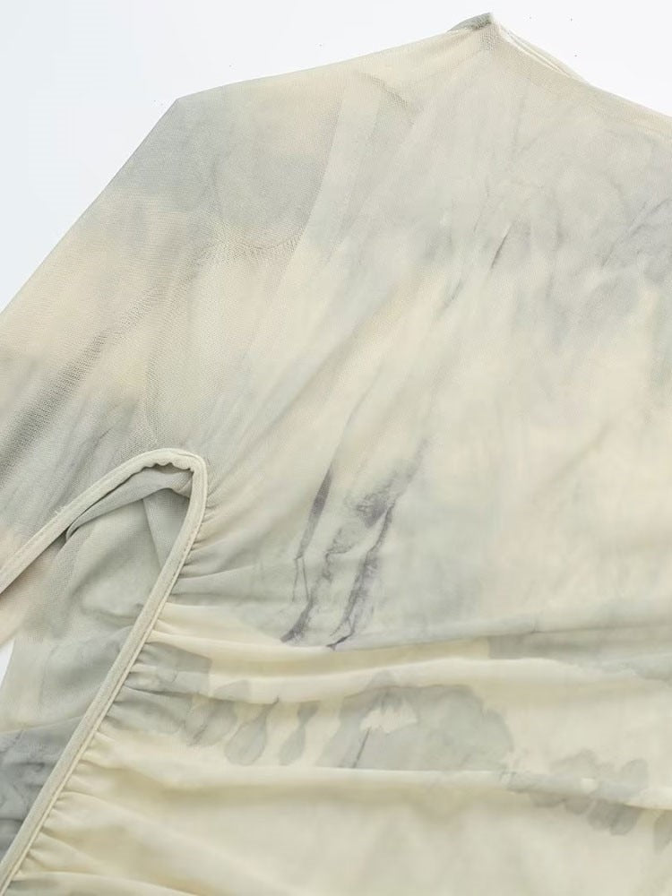 Damen-Midikleid, asymmetrisch Tüll, eleganter Stil-4