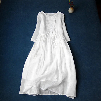 Damenkleid, Raffungen, O-Ausschnitt, Polyester, modern, Vintage-4